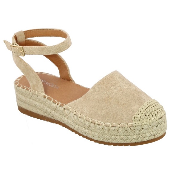 TOP Moda Shoes - Fashion Women'sCapToe Ankle Strap Espadrille-Beige